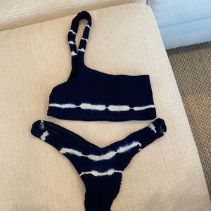 Navy and white Bondeye one shoulder bikini